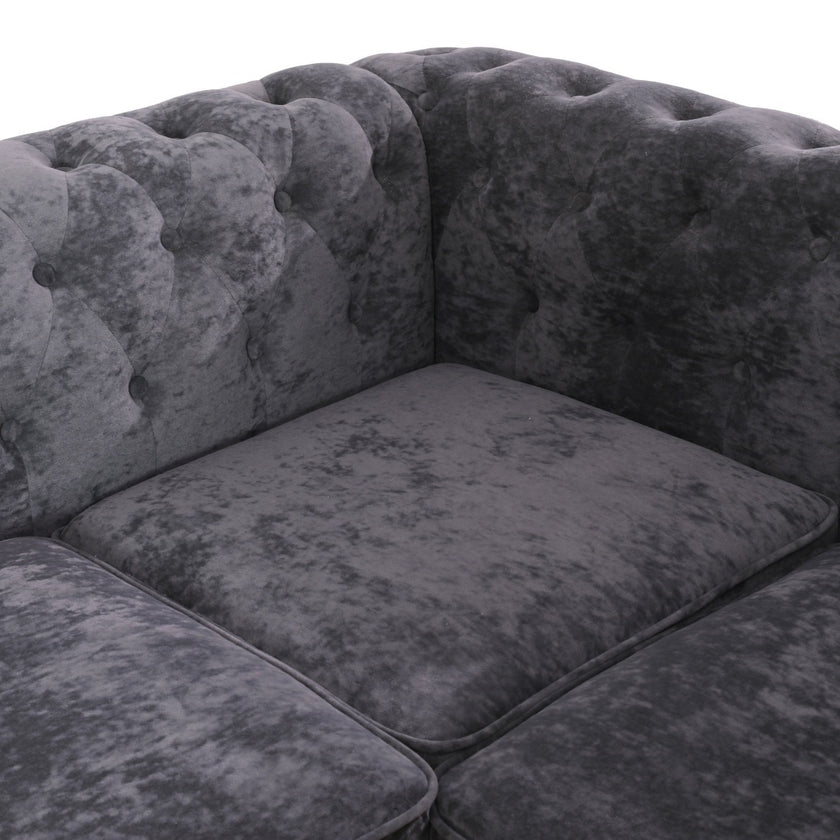 Black Flannelette 2-Piece Couch Living Room Sofa Set