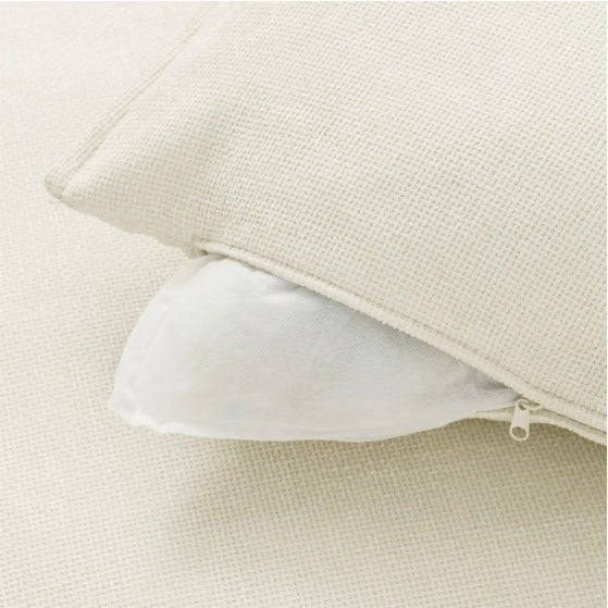 3-Piece Chenille Fabric Upholstered Living Room Furniture Set, Including 3-Seater Sofa AndV2 Loveseat Sofa With Seat And Back Cushion Beige White