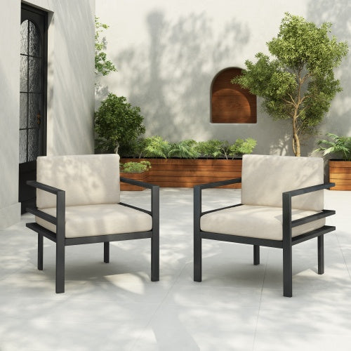 27.7 Modern Outdoor Lounge Chair With Aluminum Frame, Weather-Resistant Cushions, Sleek Design, Perfect For Patio, Garden, Or Balcony