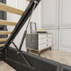 Queen Size Bed Frame With Storage - Lift Up Storage Bed With Modern Wingback Headboard, USB Ports