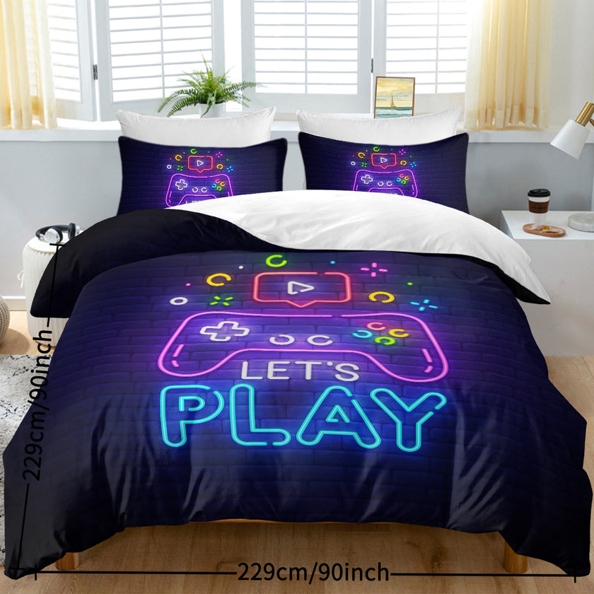 Gaming Duvet Cover Set Twin Full Queen King Size Video Game Controller Bedding Set, Boys Video Games Comforter Cover With 2 Pillow Shams, Bed Set For Boys Girls Bedroom Decor