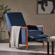 Mid Century Modern Fabric Channel   Wood Pushback Recliner