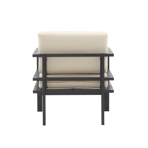 27.7 Modern Outdoor Lounge Chair With Aluminum Frame, Weather-Resistant Cushions, Sleek Design, Perfect For Patio, Garden, Or Balcony