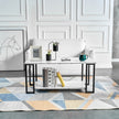 D&N Coffee Table, 2 Layers 1.5cm Thick Marble MDF Rectangle 39.37 L Tabletop Iron Coffee Table , Dining Room, Coffee Shop, Resterant, White Top, Black Leg