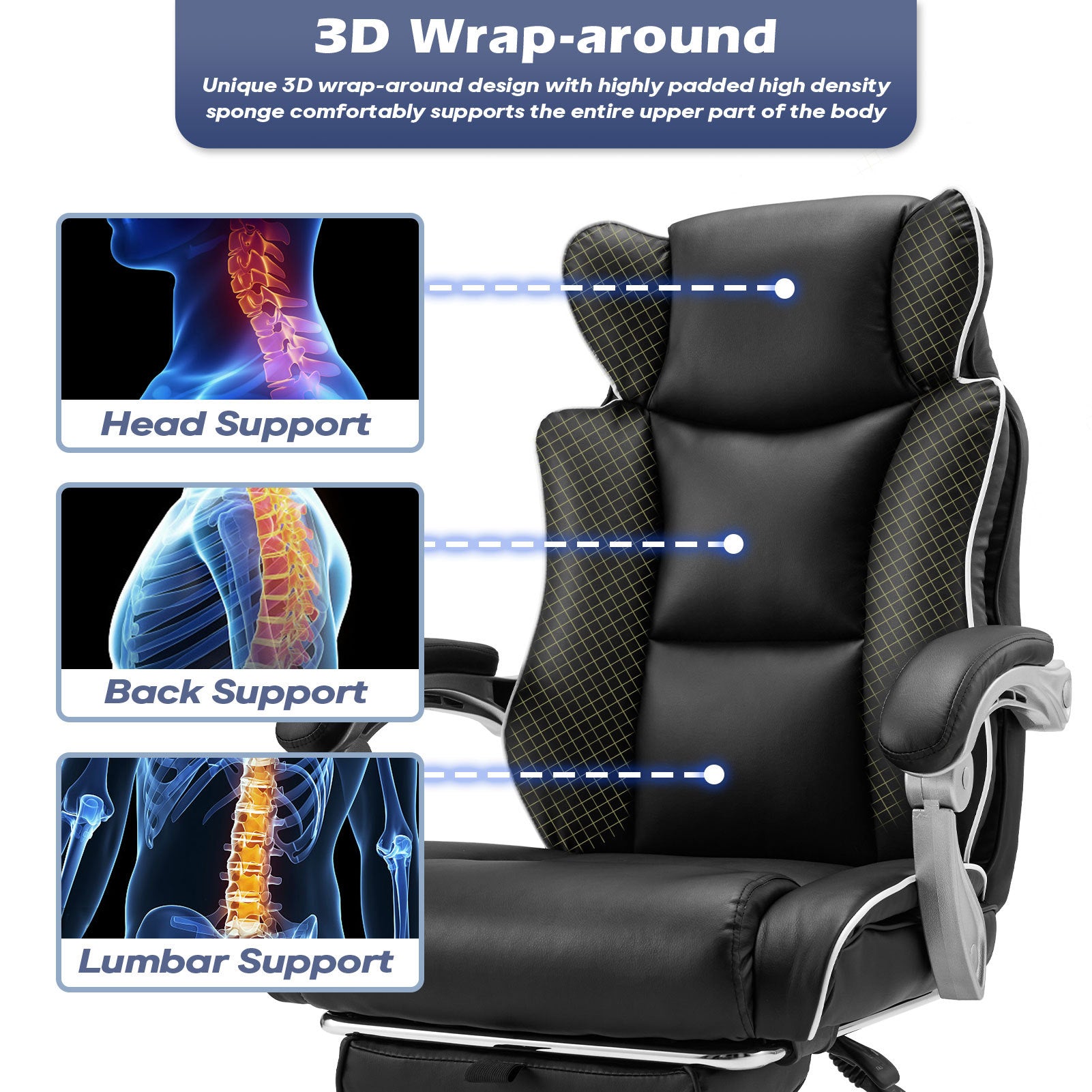 Office Desk Chair With Foot Rest Tall And Big 300LB