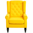 Wingback Accent Chair For Living Room, Button-Tufted Lounge Chair With Round Armrests And Wood Legs, Yellow