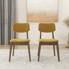 Carlos Dark Yellow Velvet Solid Back Side Chair  Set Of 2  Kitchen Living Room Padded Chairs Armless Design With Solid Wood Legs