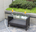 Outdoor Patio Furniture Coffee Table With Clear Tempered Glass