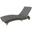 Patio Wicker Chaise Lounge Chair, Outdoor PE Rattan Sun Lounger With Adjustable Backrest And 2 Wheels, Gray