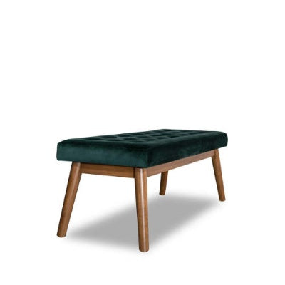 Delilah Modern Bench  Green Velvet