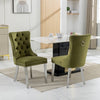 High-end Tufted Solid Wood Contemporary Velvet Upholstered Dining Chair With Chrome Stainless Steel Plating Legs,Nailhead Trim,Set Of 2