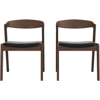 Dakota Solid Wood Black Leather Dining Chair Set Of 2