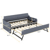 Twin Upholstered DayBed With Trundle & USB, Adjustable, Gray - 80 Characters