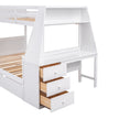 Twin Full Bunk Bed W  Trundle, Desk, 3 Drawers   Shelf - White