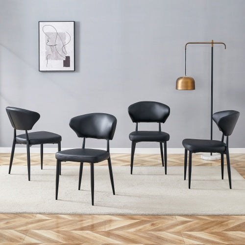 Black Minimalist Ergonomic Dining Chair, With A Curved Backrest For Comfortable Design,Unlocking A Comfortable And Minimalist New Sitting Posture. A Pack Of 4.Available In Black And White.