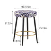 Counter Height Bar Stools Set Of 2, PU Kitchen Stools Upholstered Dining Chair Stools 24 Inches Height With Golden Footrest For Kitchen Island Coffee Shop Bar Home Balcony Silver Leaves Velvet