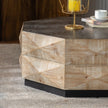 Octagon Coffee Table,38 Retro Style Wood Center Table With Three-Dimensional Embossed Pattern,Rustic Cocktail Table Center Large Circle Coffee Table For Living Room Home