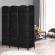 4 Panel Wicker Room Divider Folding Privacy Screen 6' Tall Black