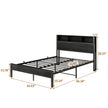 Full Size Bed Frame With Storage Headboard, Metal Platform Bed With Charging Station, Bookcase Storage, No Box Spring Needed, Easy Assembly, Noise-Free, Black