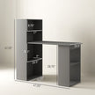 Compact Computer Desk With 6-Tier Storage Shelves, Writing Table Workstation With Bookshelf For Home Office, Gray