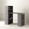 Compact Computer Desk With 6-Tier Storage Shelves, Writing Table Workstation With Bookshelf For Home Office, Gray