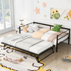 Twin Size Metal Daybed With Adjustable Trundle Up Trundle, Black