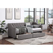 Upholstered Twin Size Daybed With Two Drawers, Wood Slat Support, Gray