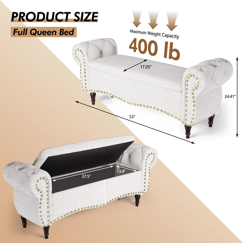 53 Length Upholstered Bench & Ottoman