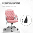 Vinsetto Vanity PU Leather Office Chair, Mid Back, Tufted Swivel Task Chair, Adjustable Height, Pink