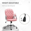 Vinsetto Vanity PU Leather Office Chair, Mid Back, Tufted Swivel Task Chair, Adjustable Height, Pink