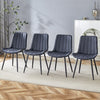 Extended Seat Cushion PU Black Dining Chair Set - Four Pieces,Ergonomic Design.Smooth Line Design,Integral Metal Leg Structure,Can Integrate Well Into Various Modern Home Decoration Styles.