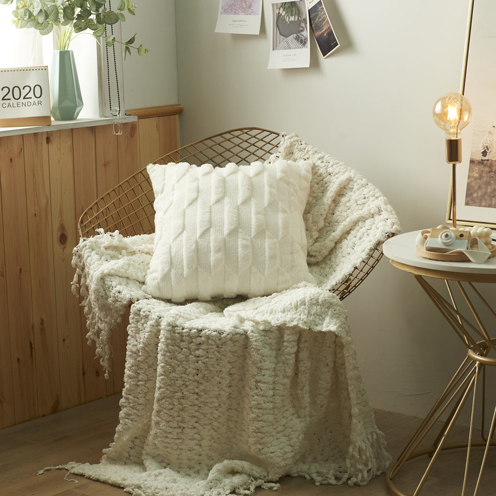 Simple solid color three dimensional Plush home pillow