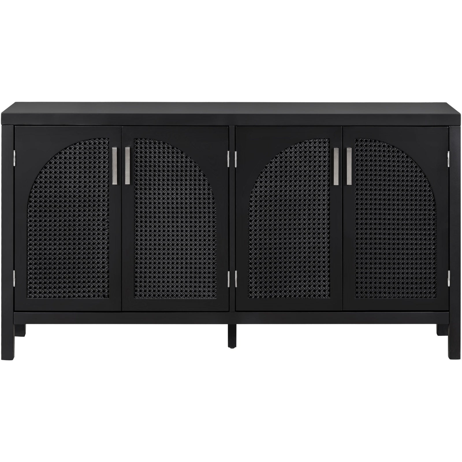 TREXM Sideboard With Rattan Door & Metal Handles For Living Room