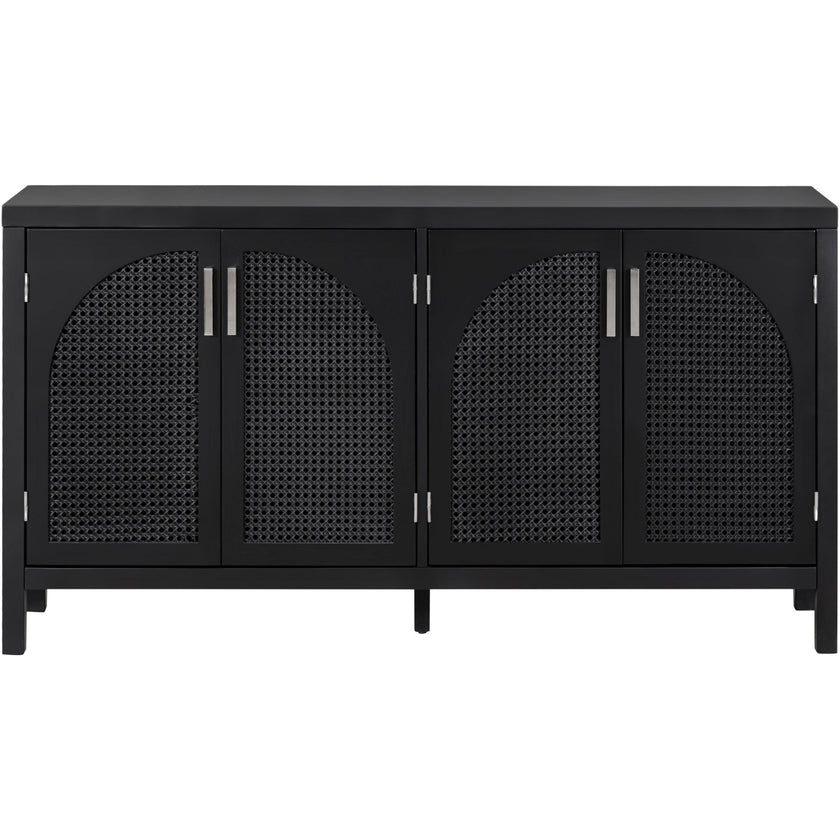 TREXM Sideboard With Rattan Door & Metal Handles For Living Room