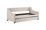 Daybed With Trundle Upholstered Tufted Sofa Bed, With Button And Copper Nail On Arms Full Size Beige