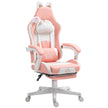 Cute Racing Gamer Chair, Faux Leather Gaming Chair With Footrest, Headrest And Lumbar Support