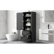 Tall Bathroom Storage Cabinet, Freestanding Storage Cabinet With Two Drawers And Adjustable Shelf, MDF Board With Painted Finish