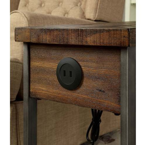 Modern Rustic Design 1pc Side Table Nightstand Multi-Colored Panels Oak Finish USB Outlet Sofa Side Table Home Furniture