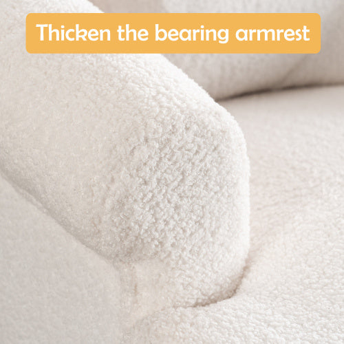 Swivel Chair With Ottoman, Modern Luxury Velvet Swivel Accent Chair, Comfy Round Armchair, Single Sofa Armchair With Lounge Seat For Bedroom Office Reading Spaces,Set Of 1,Off White