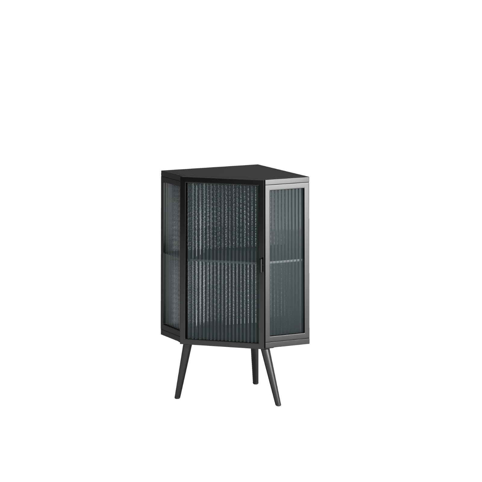 22.25 Floor Corner Cabinet With Glass Door   Shelves For Bathroom, Living Room