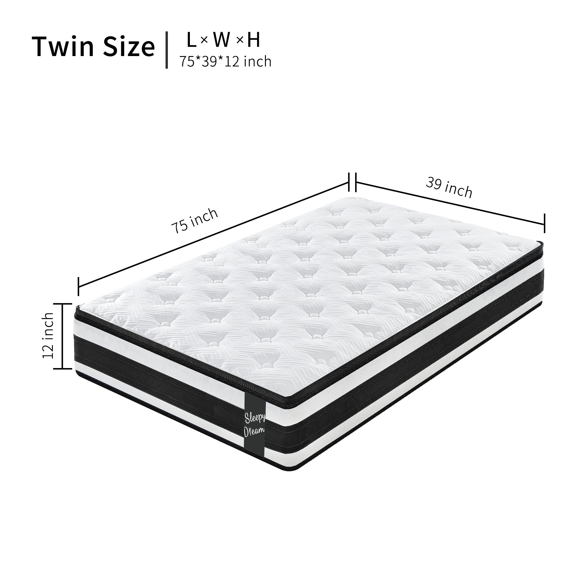 12 Inch Hybrid Mattress Individual Pocket Spring Breathable Memory Foam Knitted Cover CertiPUR-US