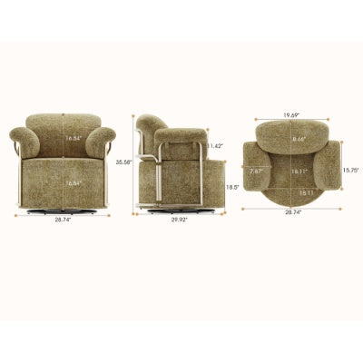 360 Degree Barrel Swivel Accent Sofa Chair,Fluffy Fabric Lounge Wide Upholstered Reading Chair With Gold Metal Legs, Comfortable Round Armchair For Living Room,Bedroom,Office