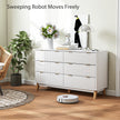 6 Drawer Double Dresser For Bedroom, Fluted Chest Of Drawers With Gold Finger Pulls And 5 Wood Legs, White