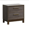 Contemporary 1pc Nightstand Two Tone Antique Gray Bedroom Furniture Nightstand Center Metal Glides Brass Bar Pulls