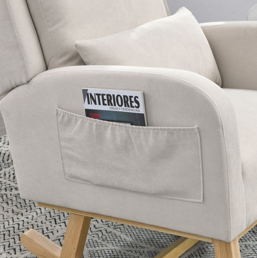 Welike 27.5W Modern Accent High Back Armchair Rocker With Lumbar Pi