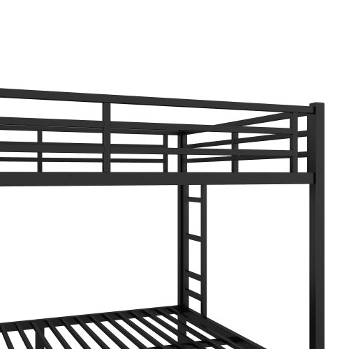 Metal Queen Over Queen Bunk Bed For Teens And Adults,Space Saving Noise Reduced No Box Spring Needed, Black