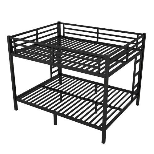 Metal Queen Over Queen Bunk Bed For Teens And Adults,Space Saving Noise Reduced No Box Spring Needed, Black
