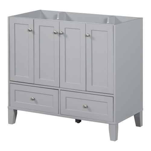 36'' Bathroom Vanity Without Countertop,Solid Wood Frame Bathroom Storage Cabinet Only, Freestanding Vanity With 4 Soft Closing Doors& 2 Drawers