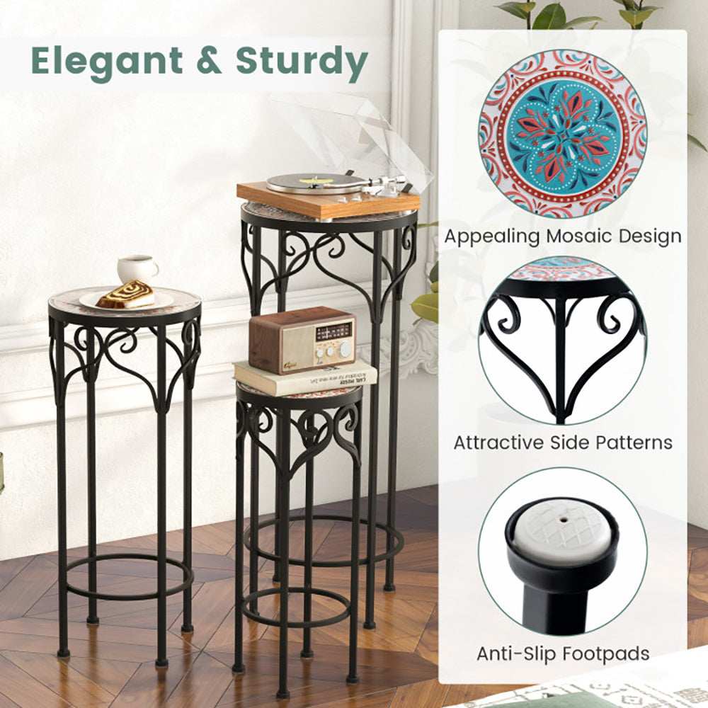 Decorative Flower Display Holder With Ceramic Top For Patio