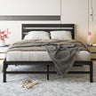 Queen Size Platform Bed Frame With Wooden Headboard, Under Bed Storage, Non-Slip, Noise Free, Easy Assembly, Black